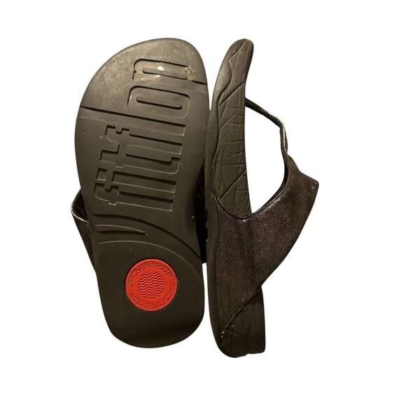 Fitflop Womens Black Thong Sandals Slip-On Comfort Shoes Size US 7 fair cond. - Picture 8 of 10